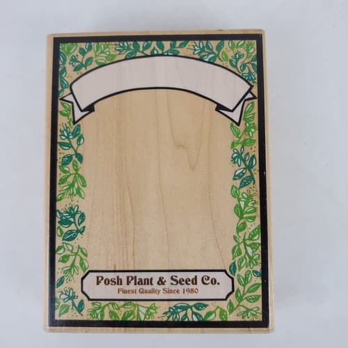 Vtg 1995 Posh Plant & Seed Co. Frame Wood Block Rubber Stamp 3.5 x 5 inch Z575G