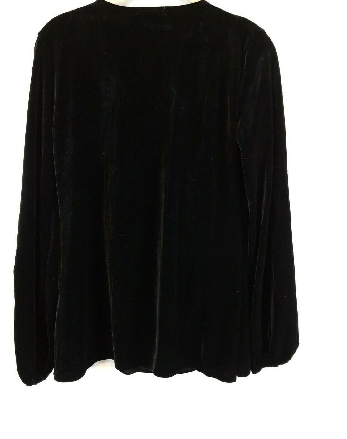 Gabriella Rossi Size M V Neck Velvet Romantic Long Sleeve Embellished Blouse - Thumbnail 8