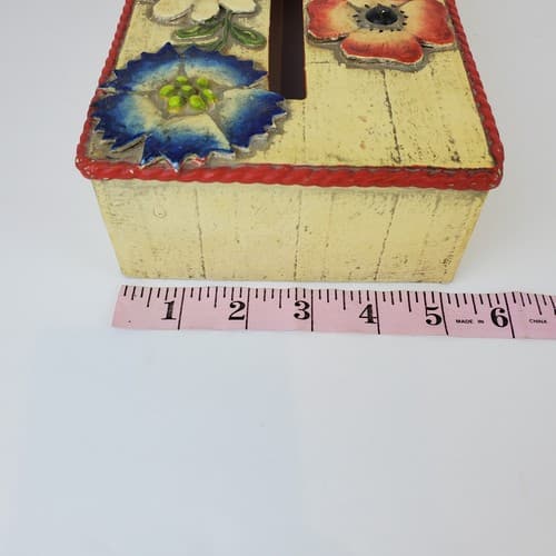 Vintage Mid Century Paper Mache Flowers Rope Tissue Cover Holder *READ - Thumbnail 9