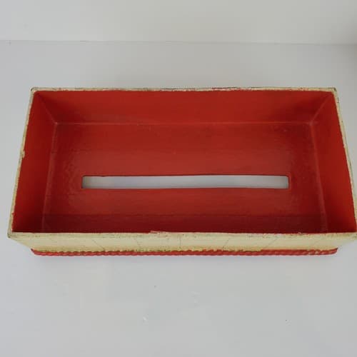 Vintage Mid Century Paper Mache Flowers Rope Tissue Cover Holder *READ - Thumbnail 7