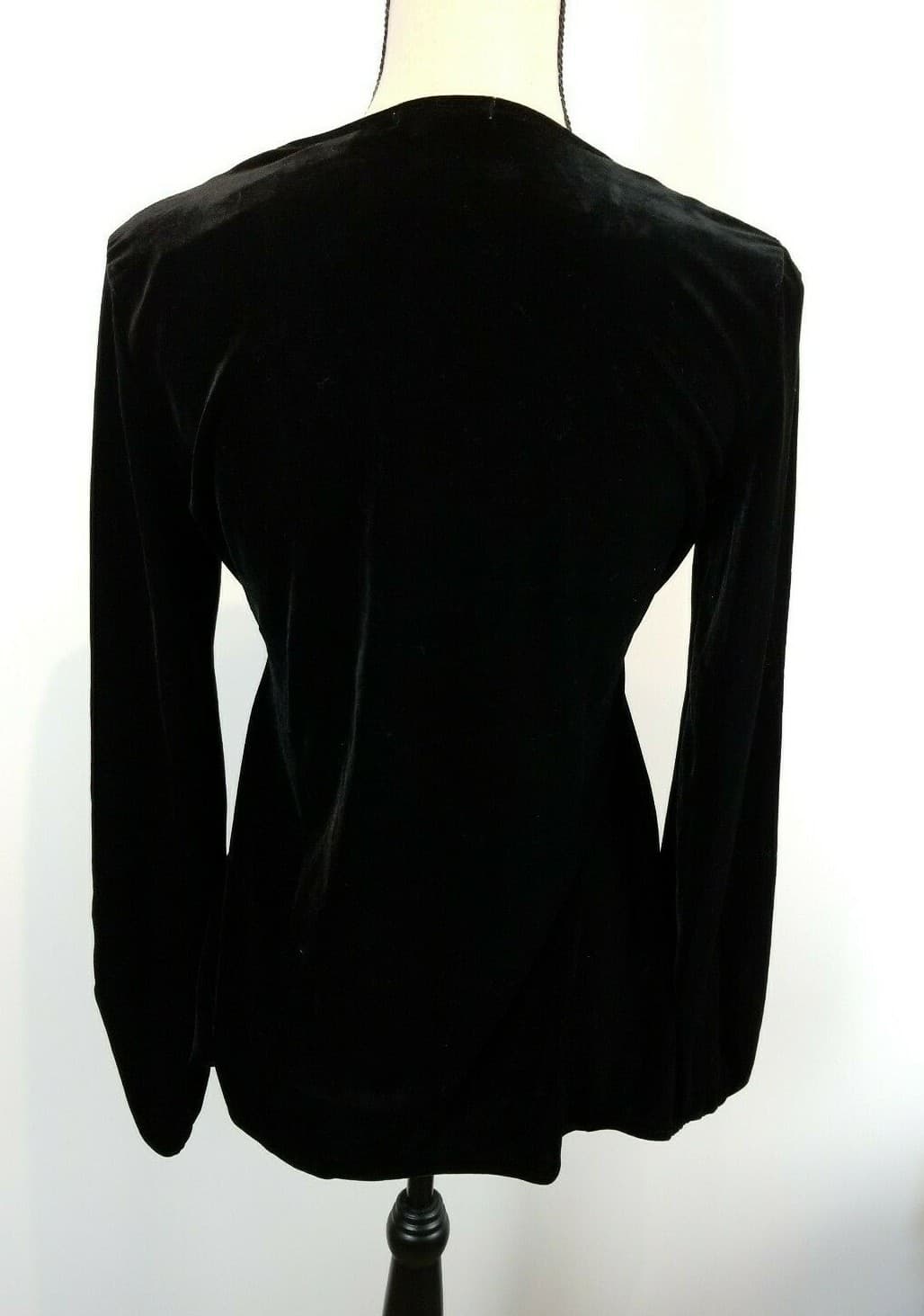 Gabriella Rossi Size M V Neck Velvet Romantic Long Sleeve Embellished Blouse - Thumbnail 3