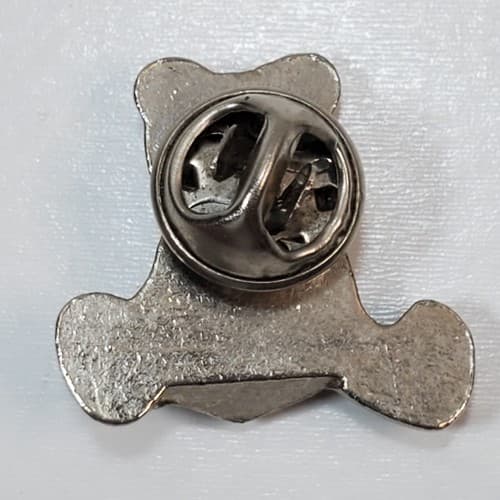 Vintage Silver Pewter Tone Teddy Bear Sitting with “H” Toy Block Brooch Pin - Thumbnail 2