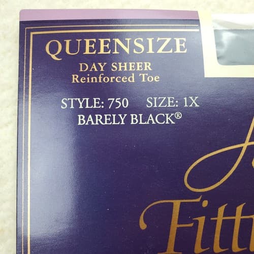 Vtg Hanes Fitting Pretty Pantyhose Size 1X Barely Black Day Sheer Reinforced Toe - Thumbnail 2