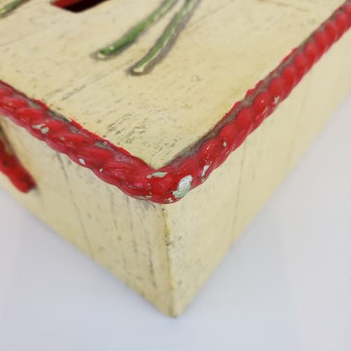 Vintage Mid Century Paper Mache Flowers Rope Tissue Cover Holder *READ - Thumbnail 4