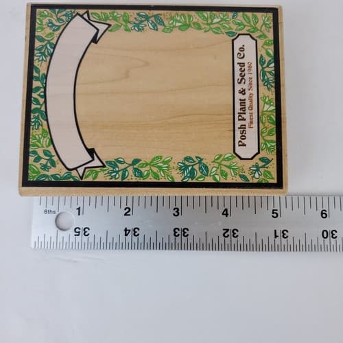 Vtg 1995 Posh Plant & Seed Co. Frame Wood Block Rubber Stamp 3.5 x 5 inch Z575G - Thumbnail 3