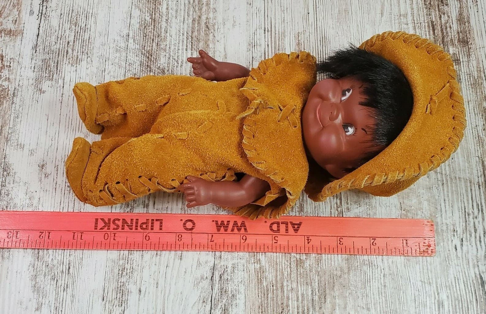 Vtg 1960s REGAL Canadian Native Doll Real Leather Suede Outfit Made in Canada - Thumbnail 7