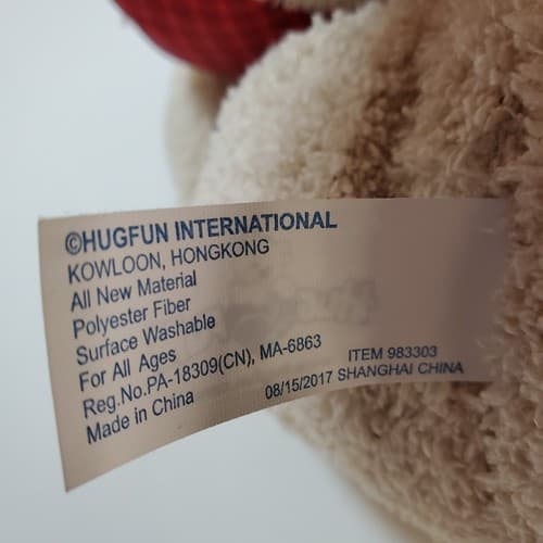 Hugfun Hug Fun Beige Plaid Bowtie Feet & Ears 22" Teddy Bear Plush Stuffed Toy - Thumbnail 6