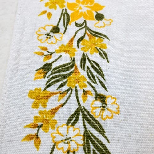Vintage Linen Stamped Yellow Flowers Dresser Scarf Table Runner 28.5" x 11" - Thumbnail 2