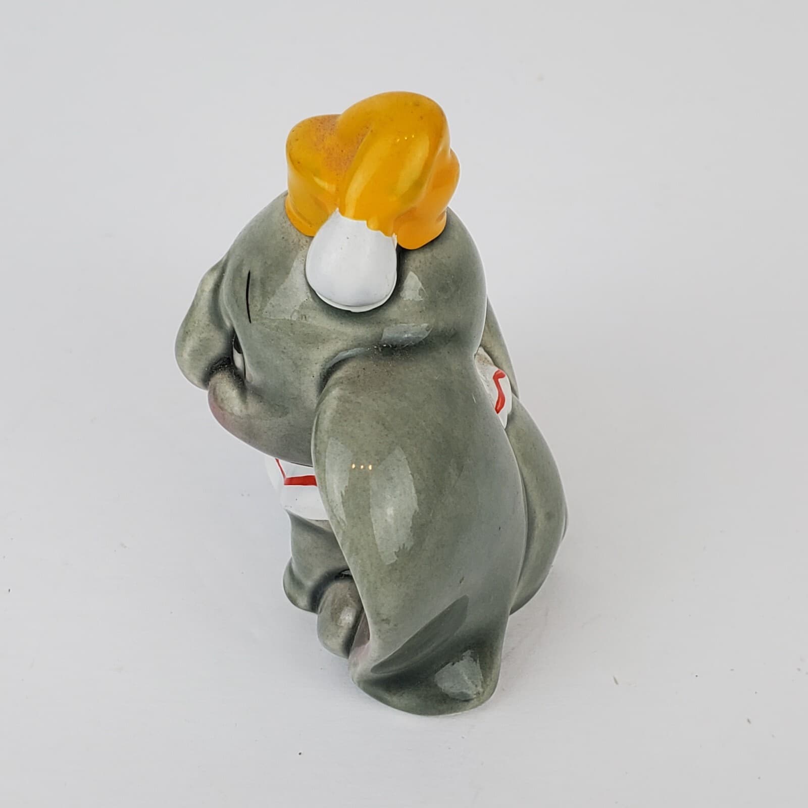 Vintage Disney Japan Baby Dumbo Circus Elephant Porcelain Figurine Yellow Hat - Thumbnail 2