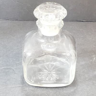 Vintage Lavoris Clear Glass Mouthwash Jar with Stopper Starburst Design EMPTY - Thumbnail 2