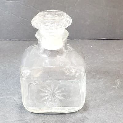 Vintage Lavoris Clear Glass Mouthwash Jar with Stopper Starburst Design EMPTY - Thumbnail 3