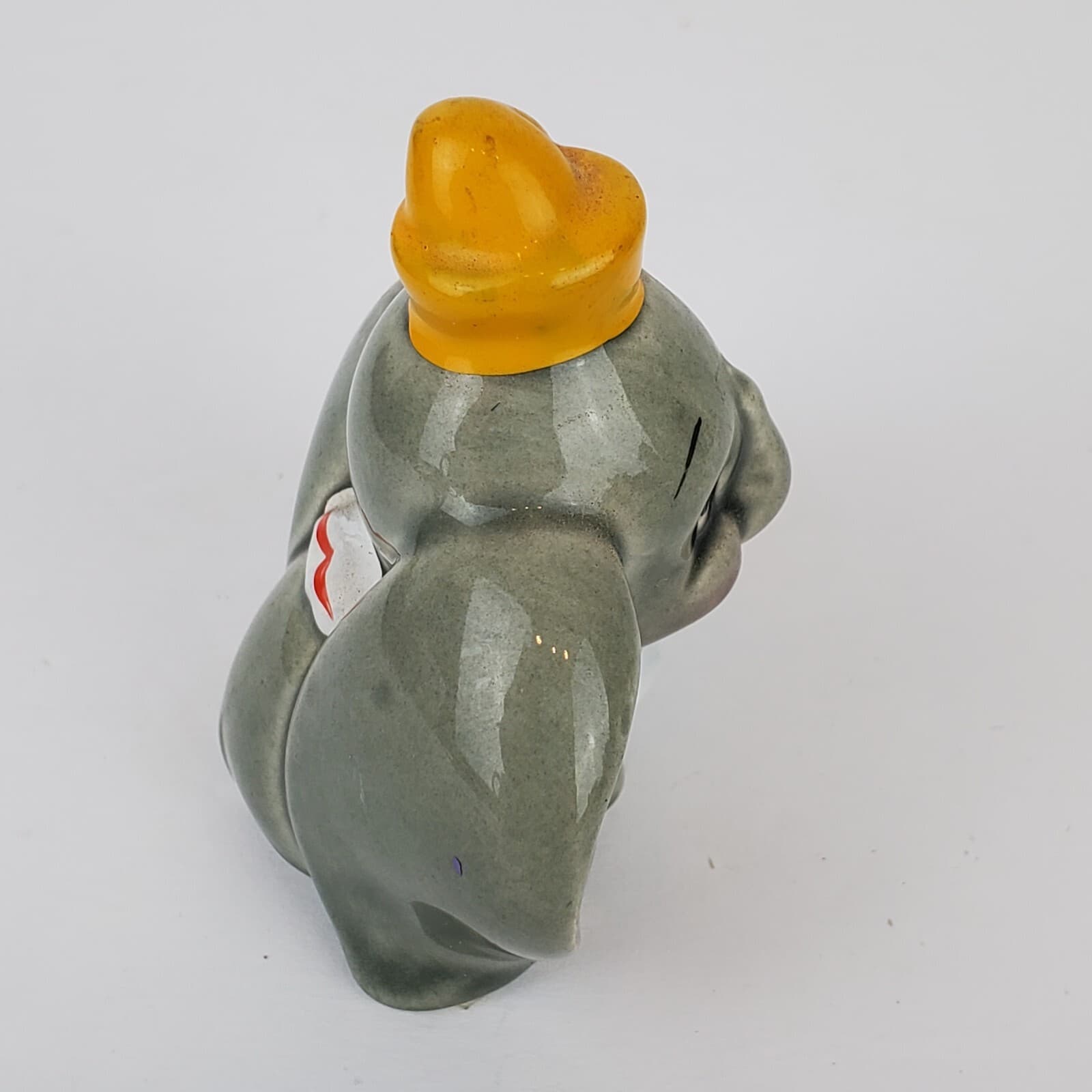 Vintage Disney Japan Baby Dumbo Circus Elephant Porcelain Figurine Yellow Hat - Thumbnail 4