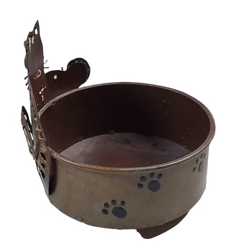 Cat and Mouse Cut Tin Metal Folk Art Animal Candle Holder Planter Trinket Bowl - Thumbnail 4