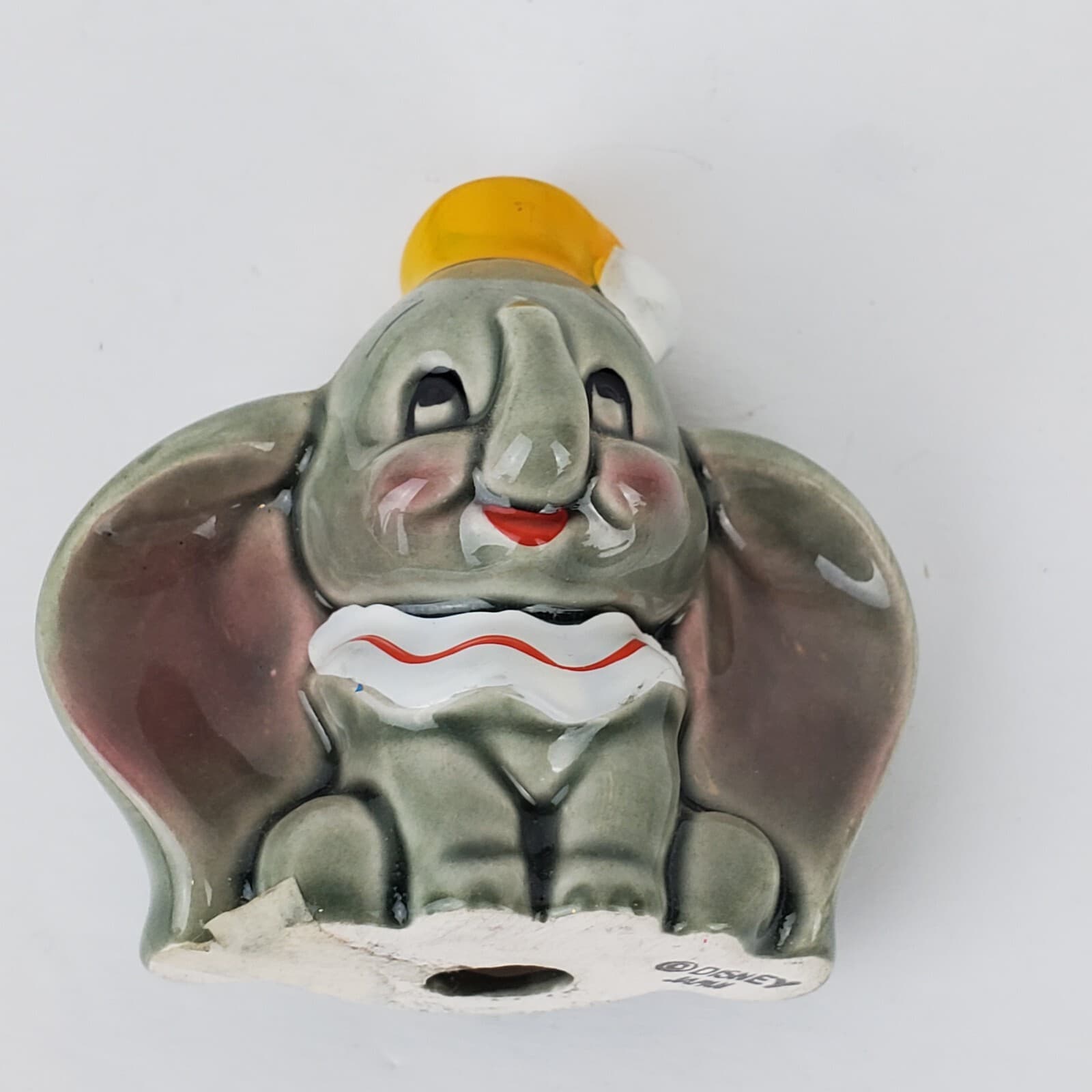 Vintage Disney Japan Baby Dumbo Circus Elephant Porcelain Figurine Yellow Hat - Thumbnail 6
