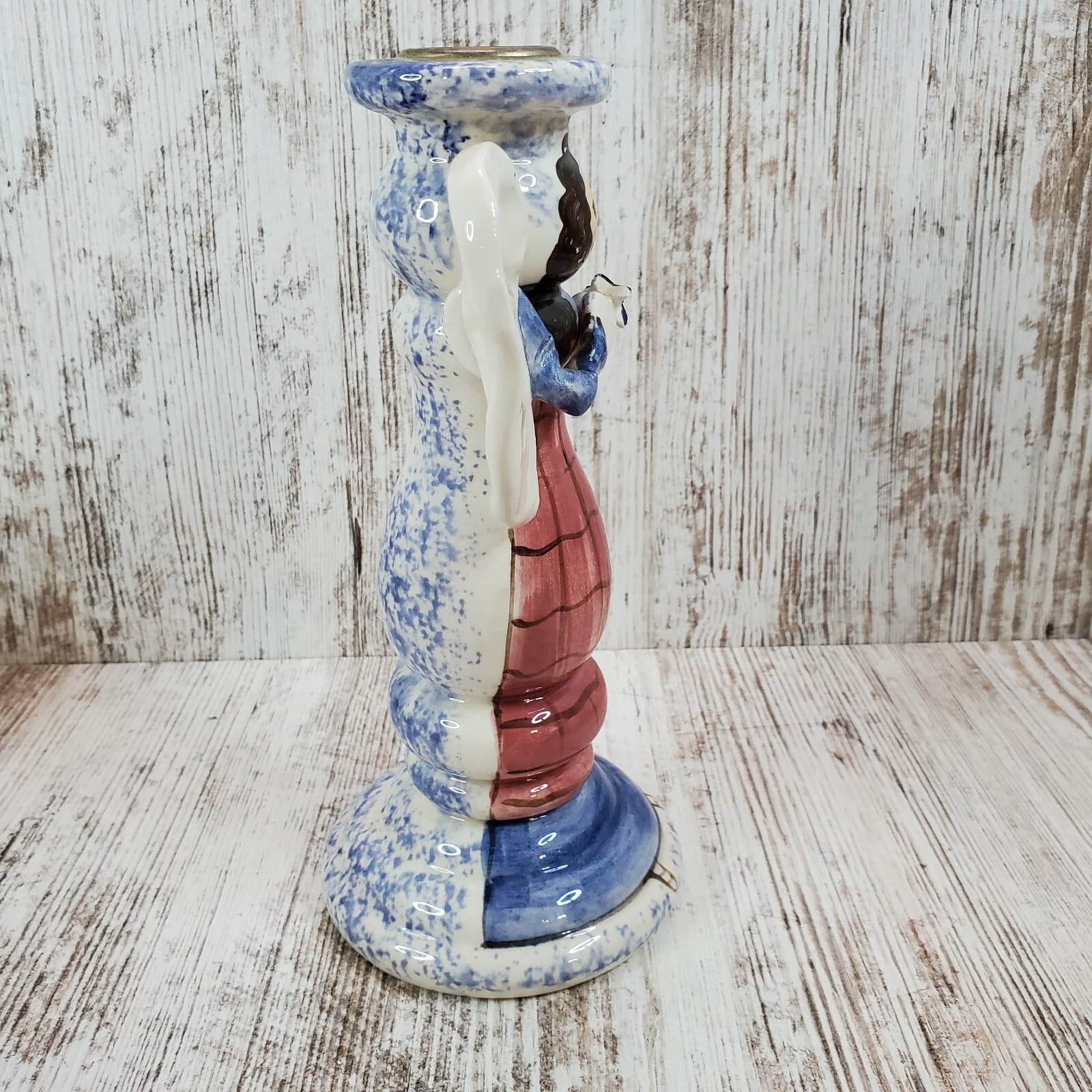 Clayton Dickson Co. Canada Ceramic Folk Art Christmas Angel Taper Candle Holder - Thumbnail 3