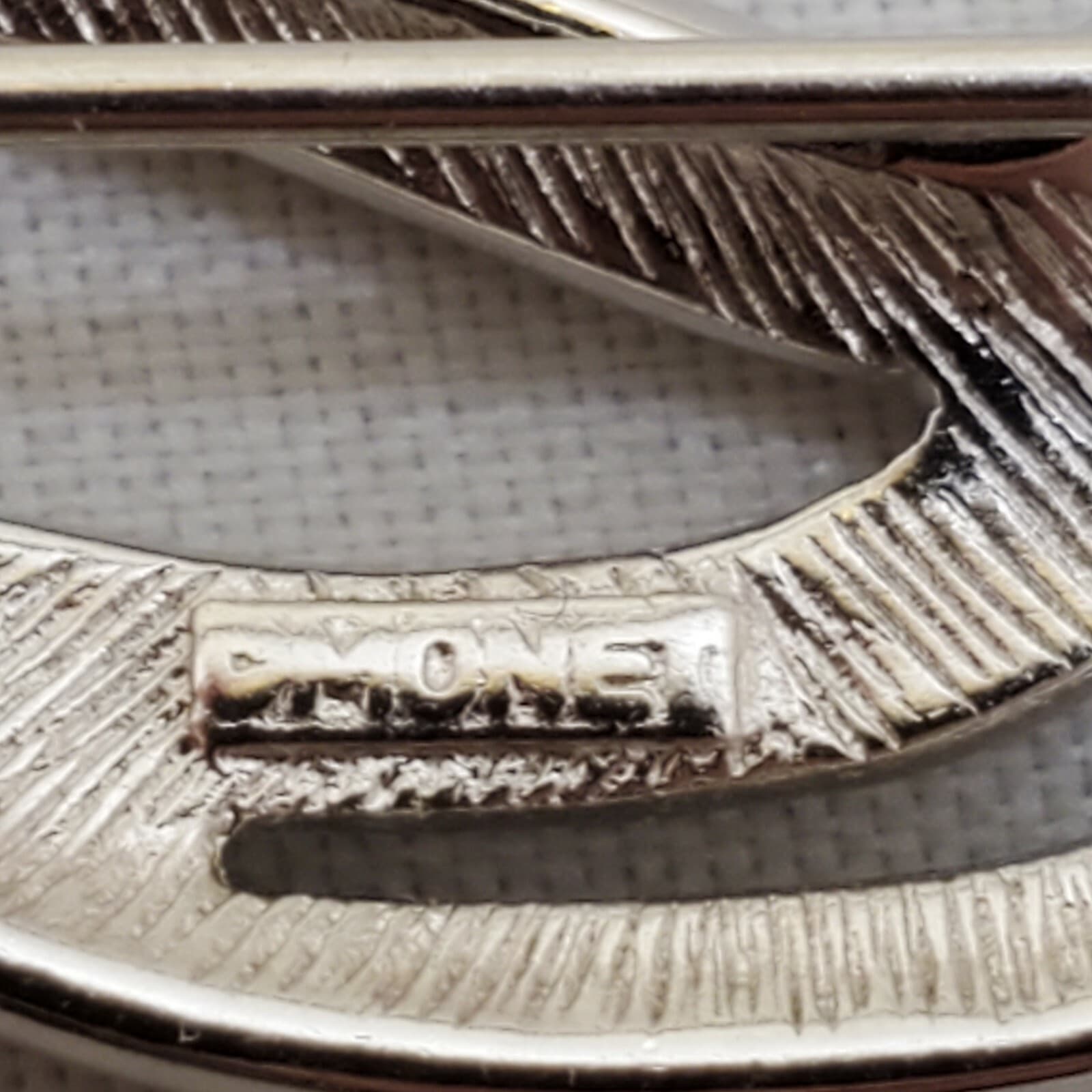 Vintage Monet Silver Tone Stylized Leaf Flame Brooch Pin - Thumbnail 5