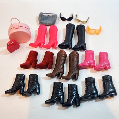 Vintage Barbie Doll Accessories 22 piece Mixed Lot 1990's Boots Sunglasses Purse - Thumbnail 2