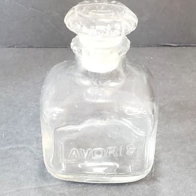 Vintage Lavoris Clear Glass Mouthwash Jar with Stopper Starburst Design EMPTY