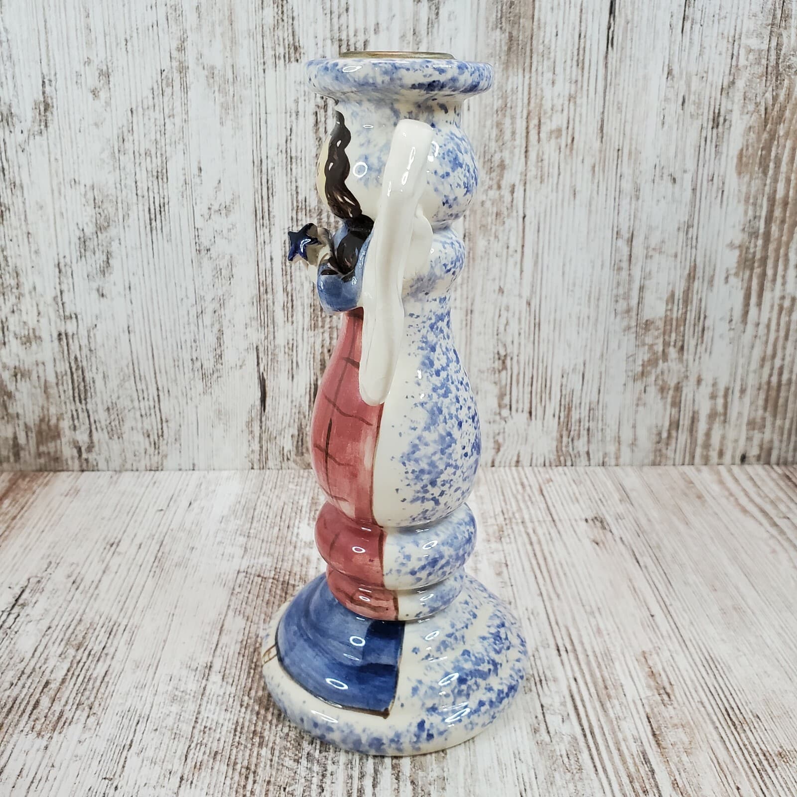 Clayton Dickson Co. Canada Ceramic Folk Art Christmas Angel Taper Candle Holder - Thumbnail 5