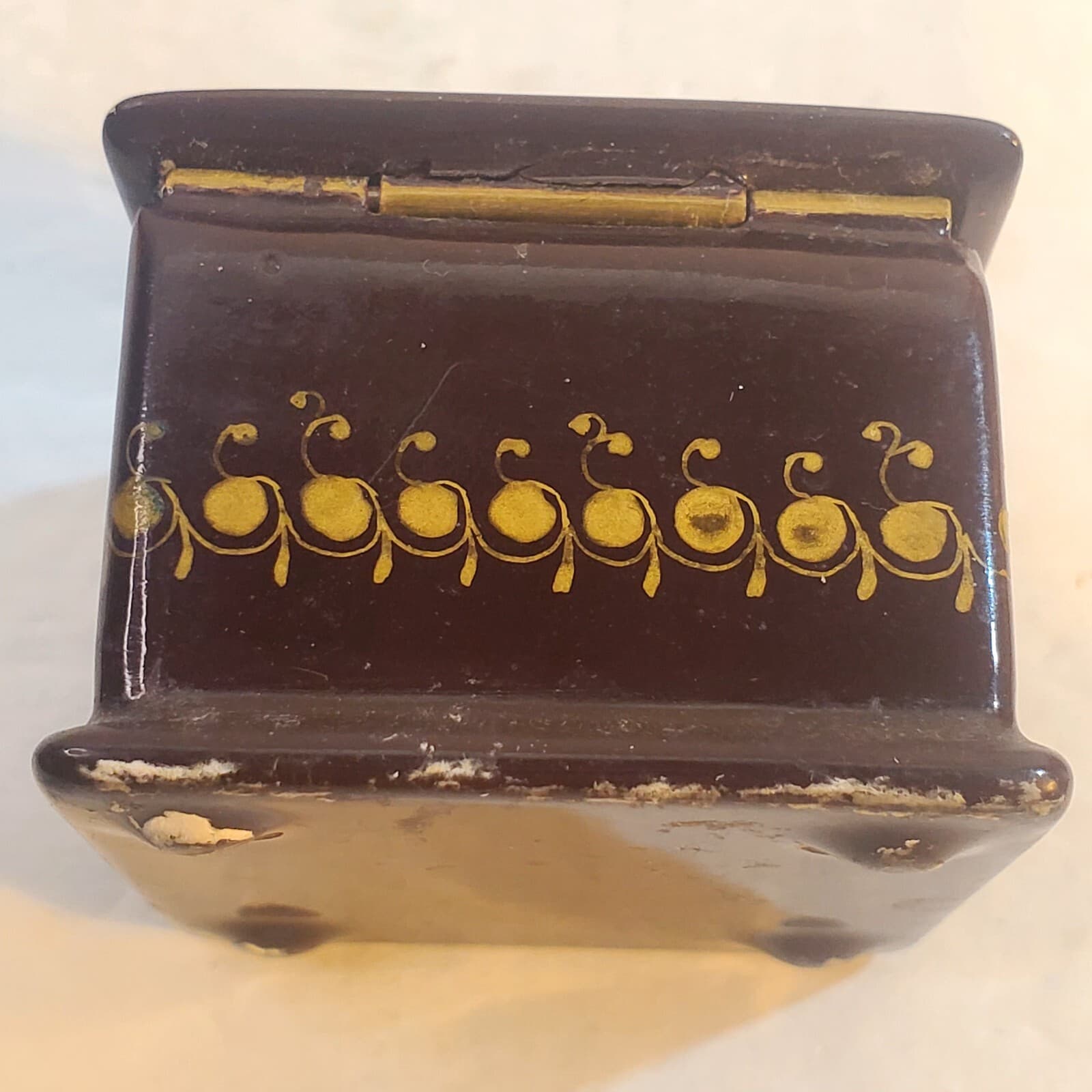 Vtg. Russian Palekh Small Hinged Lacquer Box Papier-Mache The Golden Cockerel - Thumbnail 6
