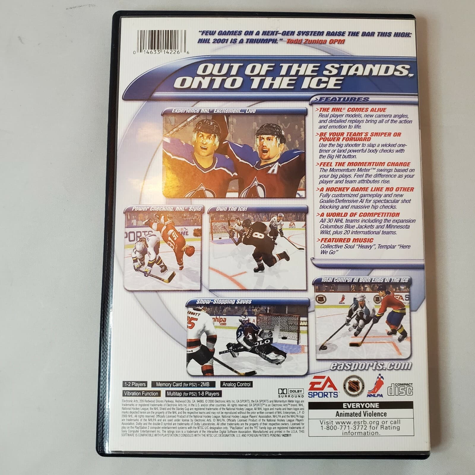 Playstation 2 PS2 NHL 2001 Hockey Video Game Complete with Manual - Thumbnail 2