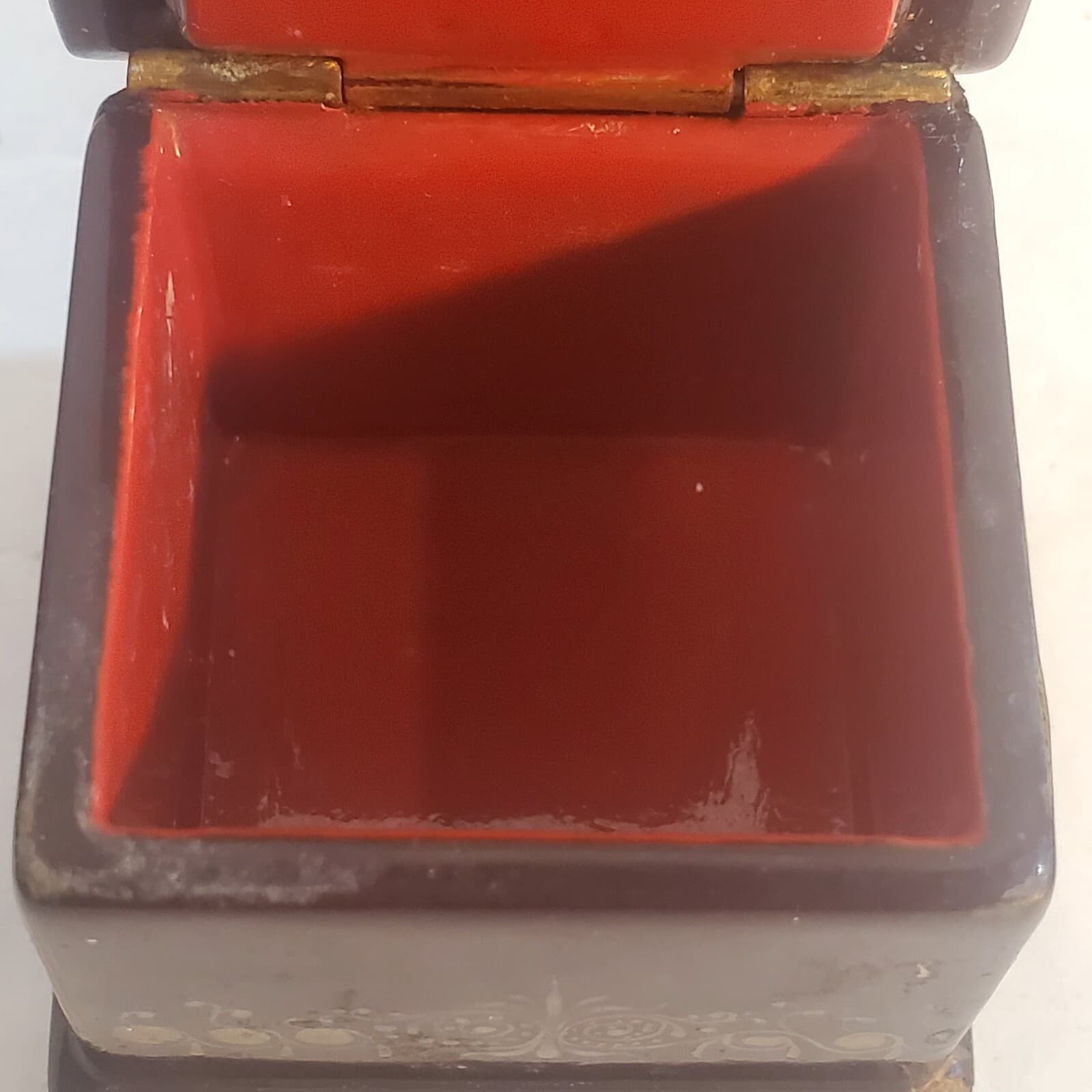 Vtg. Russian Palekh Small Hinged Lacquer Box Papier-Mache The Golden Cockerel - Thumbnail 9