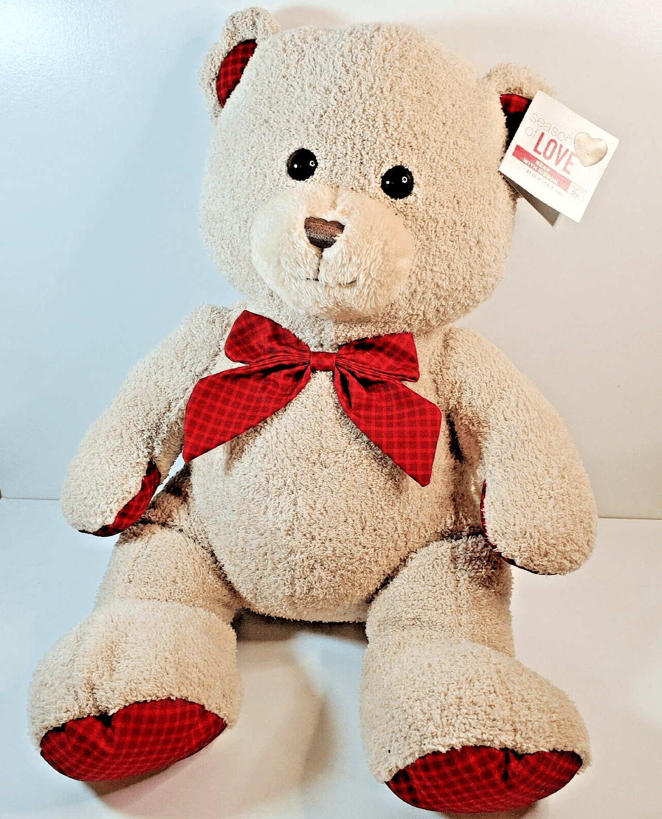 Hugfun Hug Fun Beige Plaid Bowtie Feet & Ears 22" Teddy Bear Plush Stuffed Toy