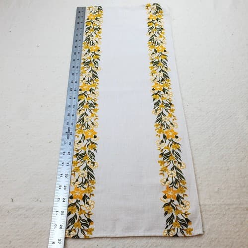 Vintage Linen Stamped Yellow Flowers Dresser Scarf Table Runner 28.5" x 11" - Thumbnail 4