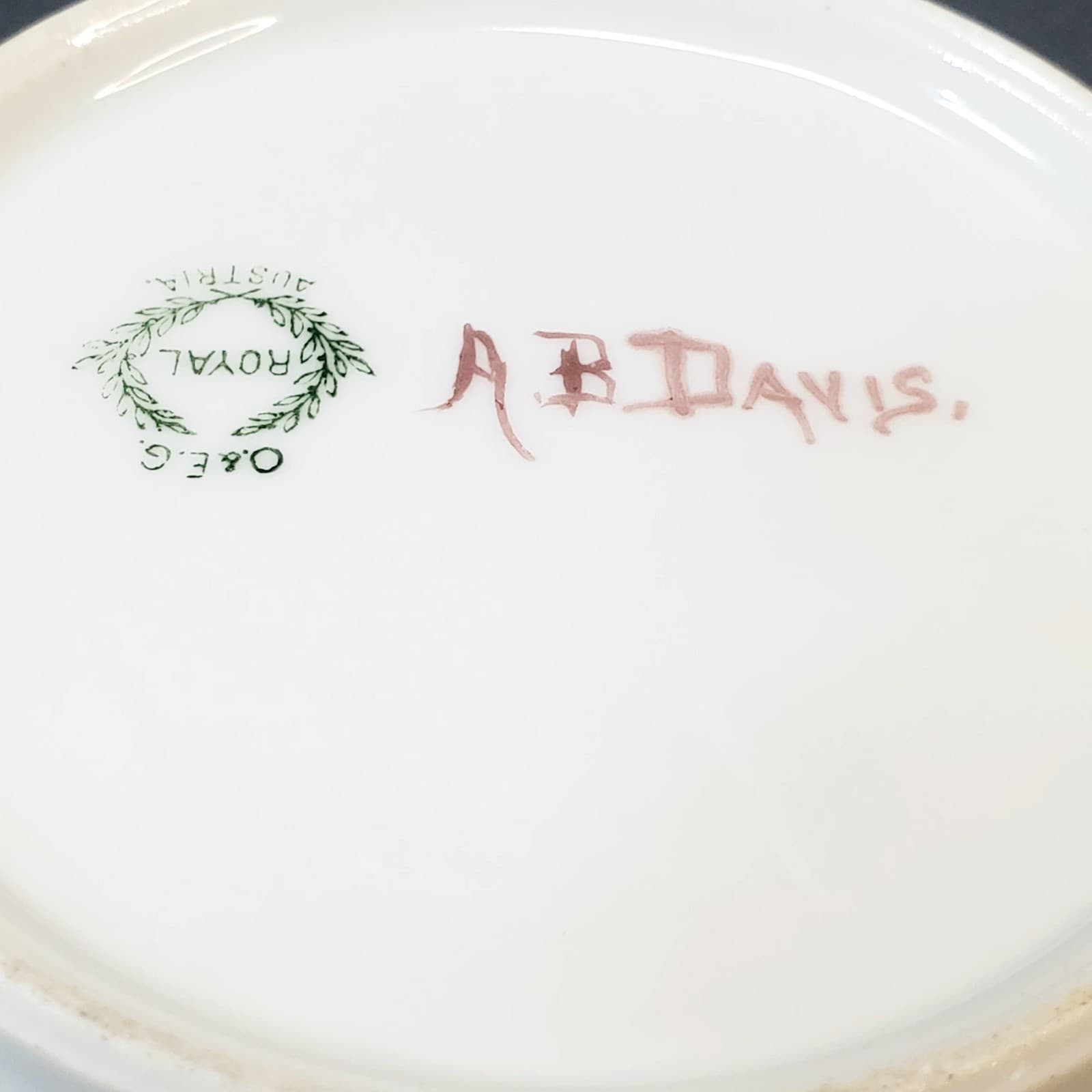 Vtg O & EG Royal Austria Hand Painted Cherries Signed Davis Berry Trinket Bowl - Thumbnail 5
