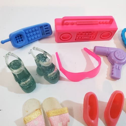 Vintage Barbie Doll Accessories 22 piece Mixed Lot 1990's Shoes Boombox Necklace - Thumbnail 3