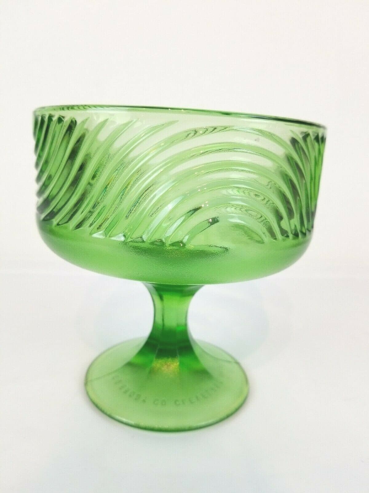 Vintage E. O. Brody Co EMERALD GREEN Glass Pedestal Candy Dish Bowl