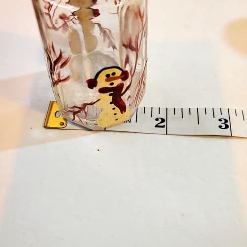 Vintage Gemco USA Glass Hand Painted Snowmen Christmas Salt & Pepper Shakers 3" - Thumbnail 9