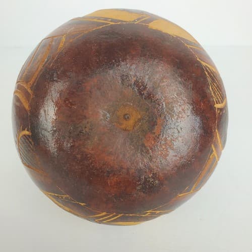 Vintage Hanging Carved Gourd With Two Tone Bird Carving and Designs - Thumbnail 5