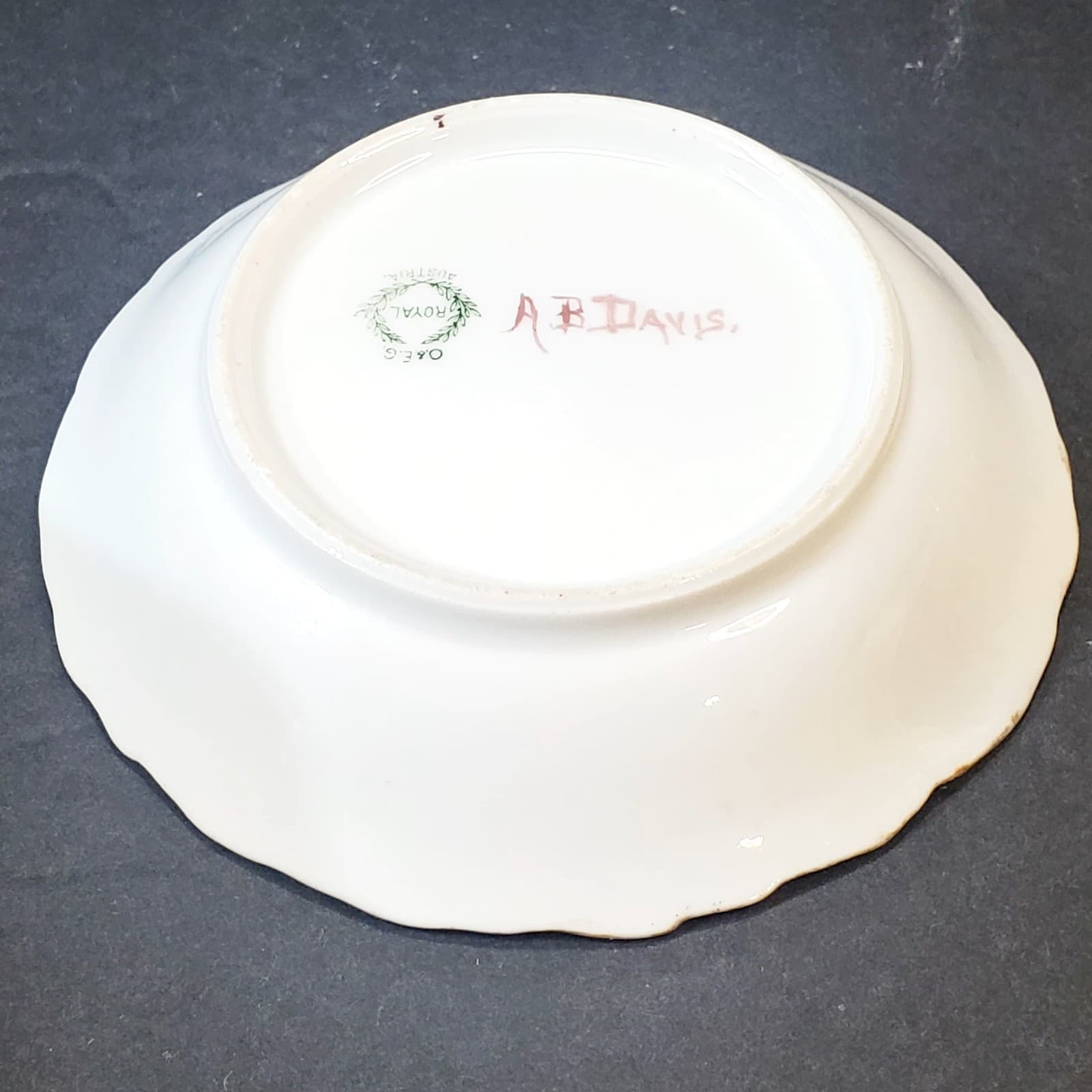 Vtg O & EG Royal Austria Hand Painted Cherries Signed Davis Berry Trinket Bowl - Thumbnail 4