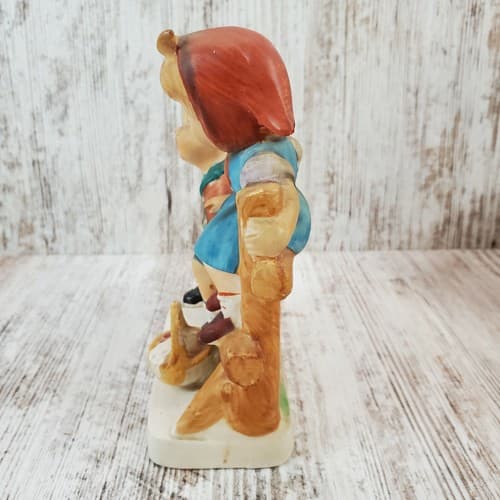 Vintage Japan Figurine Boy & Girl Sitting on Fence w/ Basket Hand Painted Bisque - Thumbnail 4