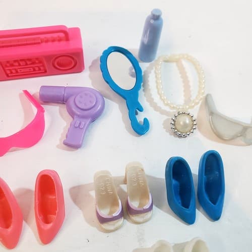 Vintage Barbie Doll Accessories 22 piece Mixed Lot 1990's Shoes Boombox Necklace - Thumbnail 4