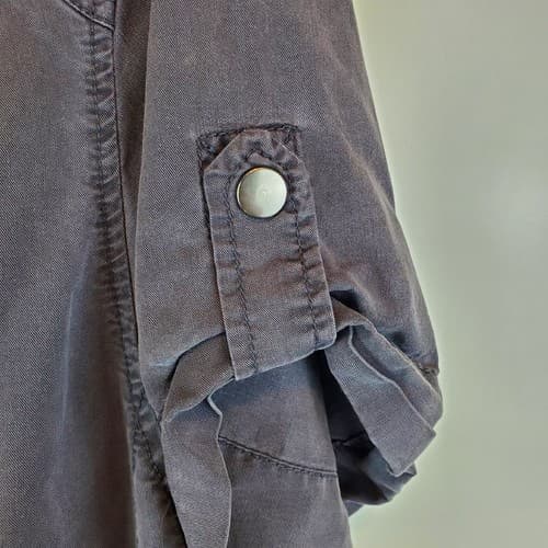 Torrid Tencel Dark Gray Size 3 Full Zip Up Short Sleeve Utility Shirt Jacket - Thumbnail 5