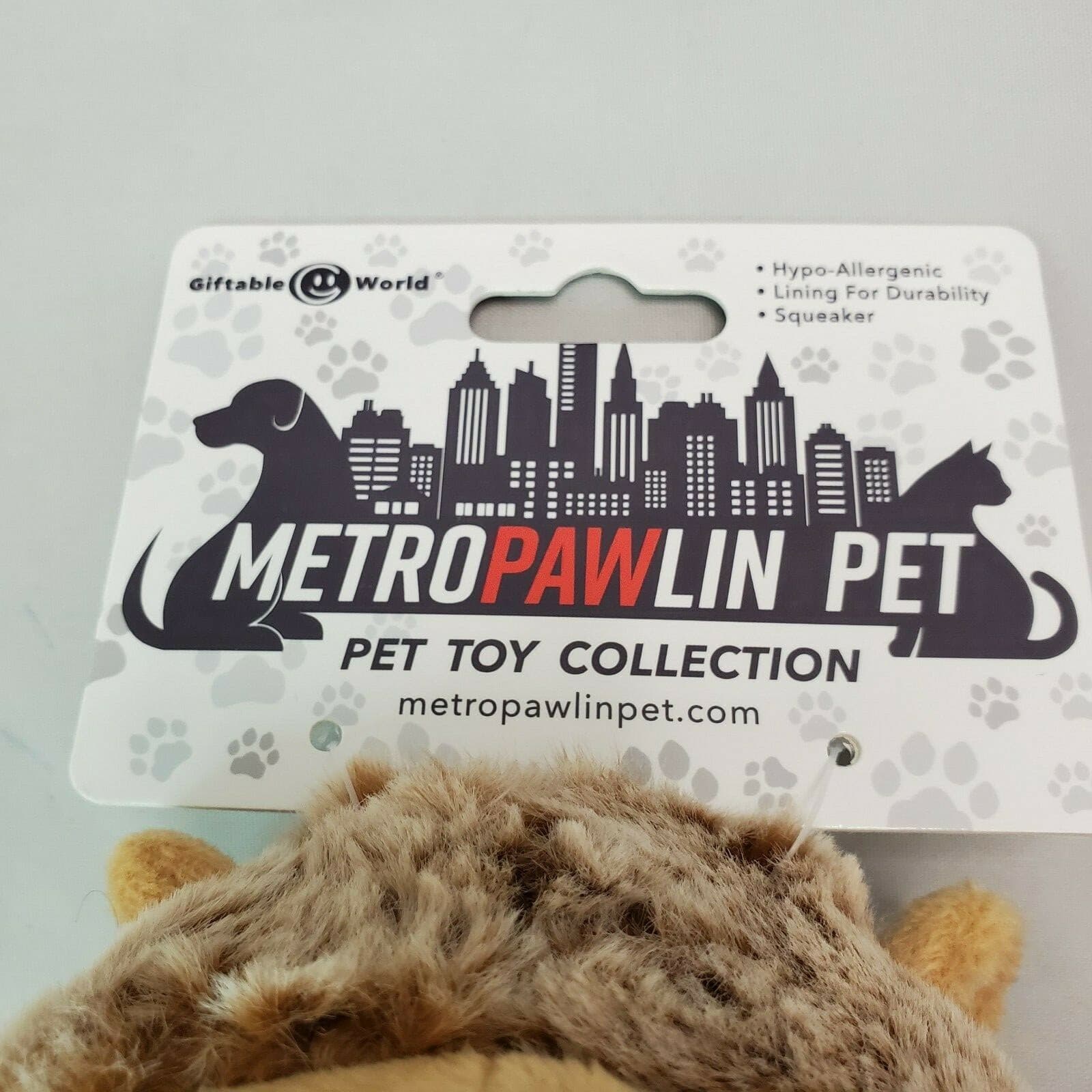 MetroPAWlin Pet Brown Hedgehog with Squeaker Puppy Dog Interactive Fun Plush Toy - Thumbnail 2