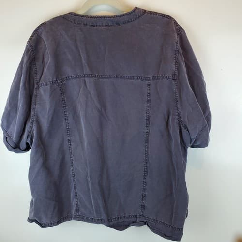 Torrid Tencel Dark Gray Size 3 Full Zip Up Short Sleeve Utility Shirt Jacket - Thumbnail 2