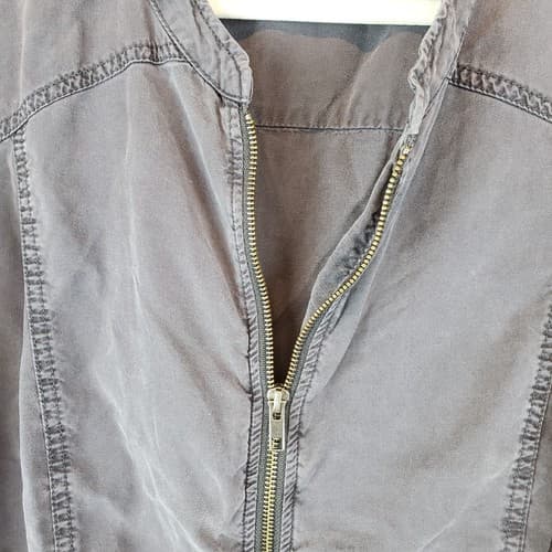 Torrid Tencel Dark Gray Size 3 Full Zip Up Short Sleeve Utility Shirt Jacket - Thumbnail 6