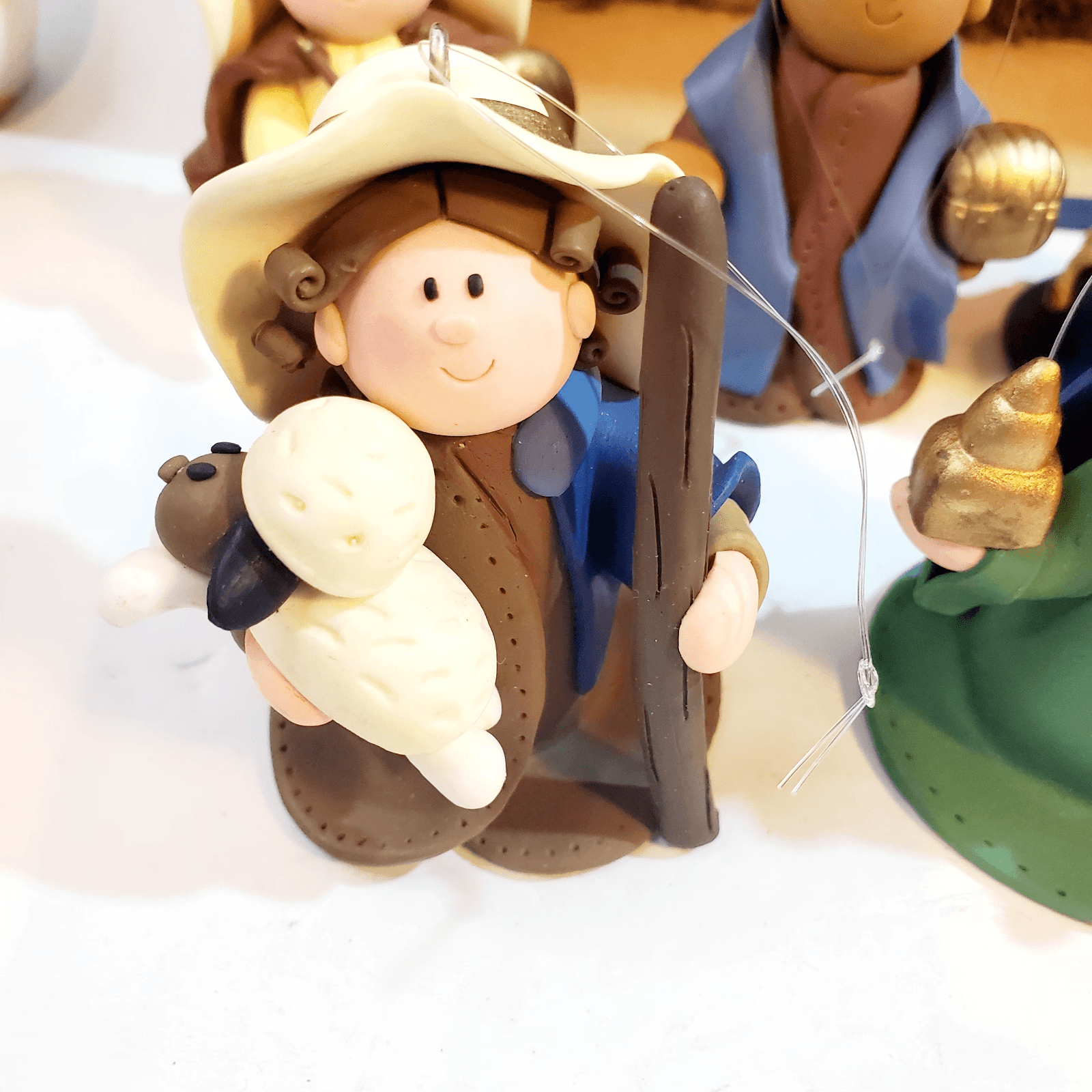 Christmas Children's Nativity Ornaments Set of 7 Polymer Clay Figures & Creche - Thumbnail 6