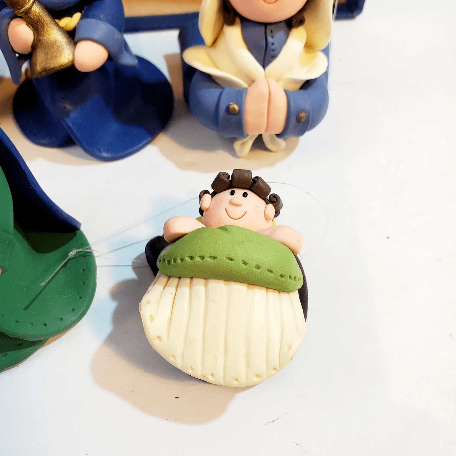 Christmas Children's Nativity Ornaments Set of 7 Polymer Clay Figures & Creche - Thumbnail 8