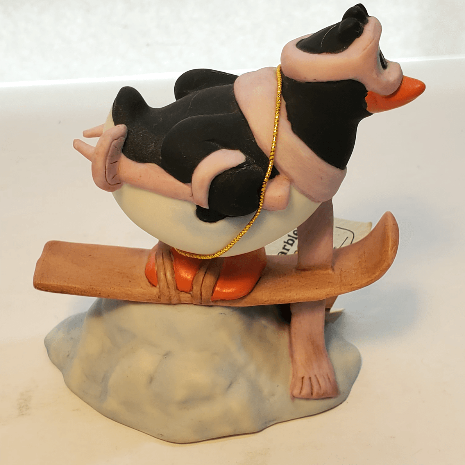 Vintage 1984 Marble's Menagerie George Good Ceramic Skiing Penguin Figurine - Thumbnail 3
