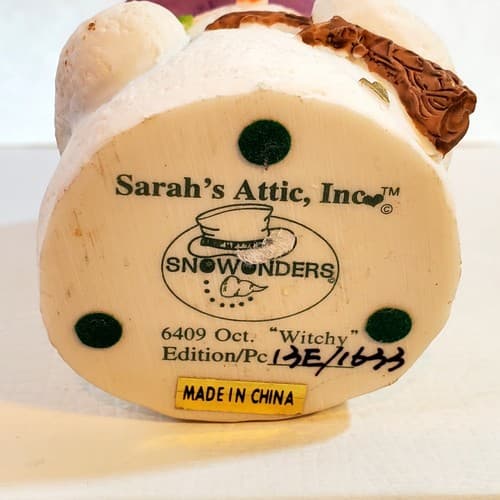 Vintage Sarah’s Attic Snowonders 1998 October "Witchy" Figurine #6409 - Thumbnail 6