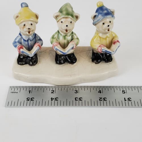 Vintage Ceramic 3 Bears Singing Christmas Carolers Figurine Winter Holiday Decor - Thumbnail 10