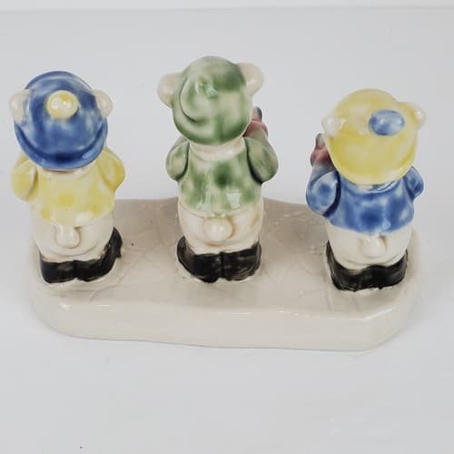 Vintage Ceramic 3 Bears Singing Christmas Carolers Figurine Winter Holiday Decor - Thumbnail 8