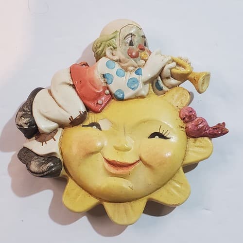 Vtg Anri Juan Ferrandiz Italy Clown Playing Trumpet on Sun Christmas Ornament