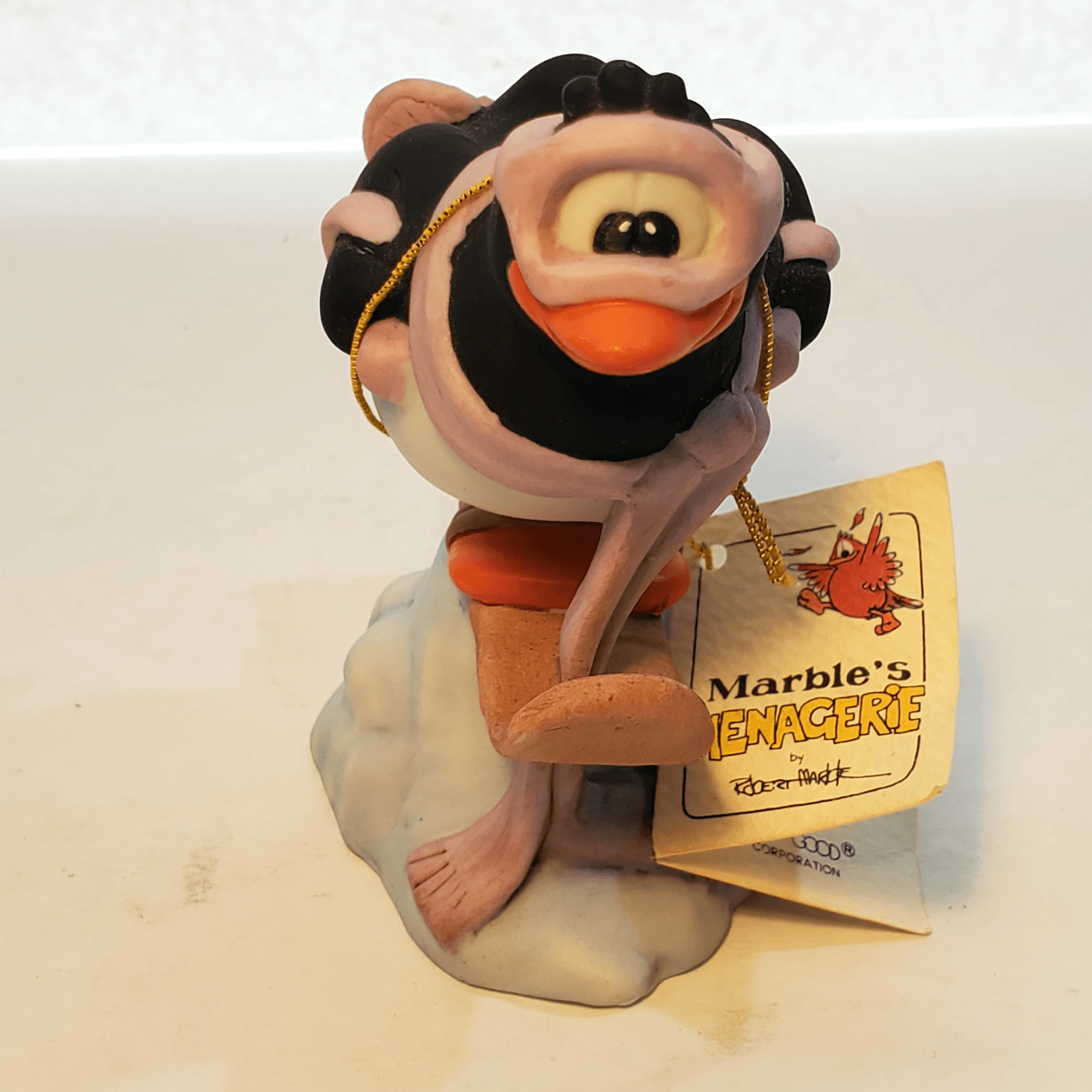 Vintage 1984 Marble's Menagerie George Good Ceramic Skiing Penguin Figurine - Thumbnail 2