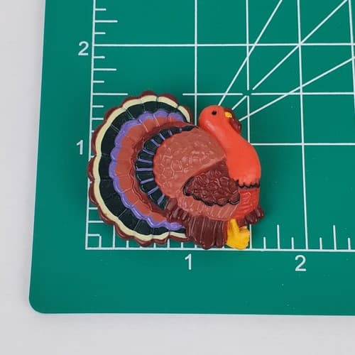 Vintage Hallmark Plastic Multicolor Turkey Thanksgiving Brooch Pin Fall - Thumbnail 4