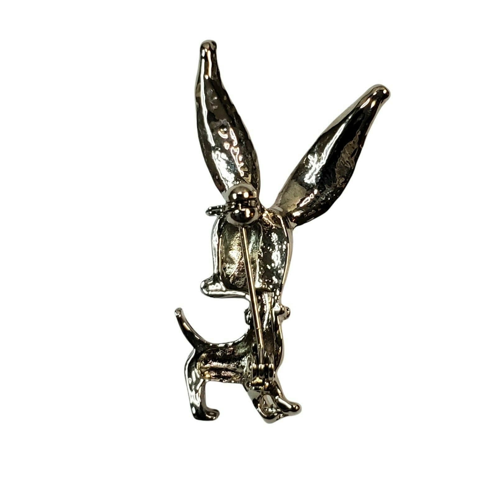 Small Unmarked Silver Tone Dog, Donkey, Reindeer Pin Brooch - Thumbnail 2